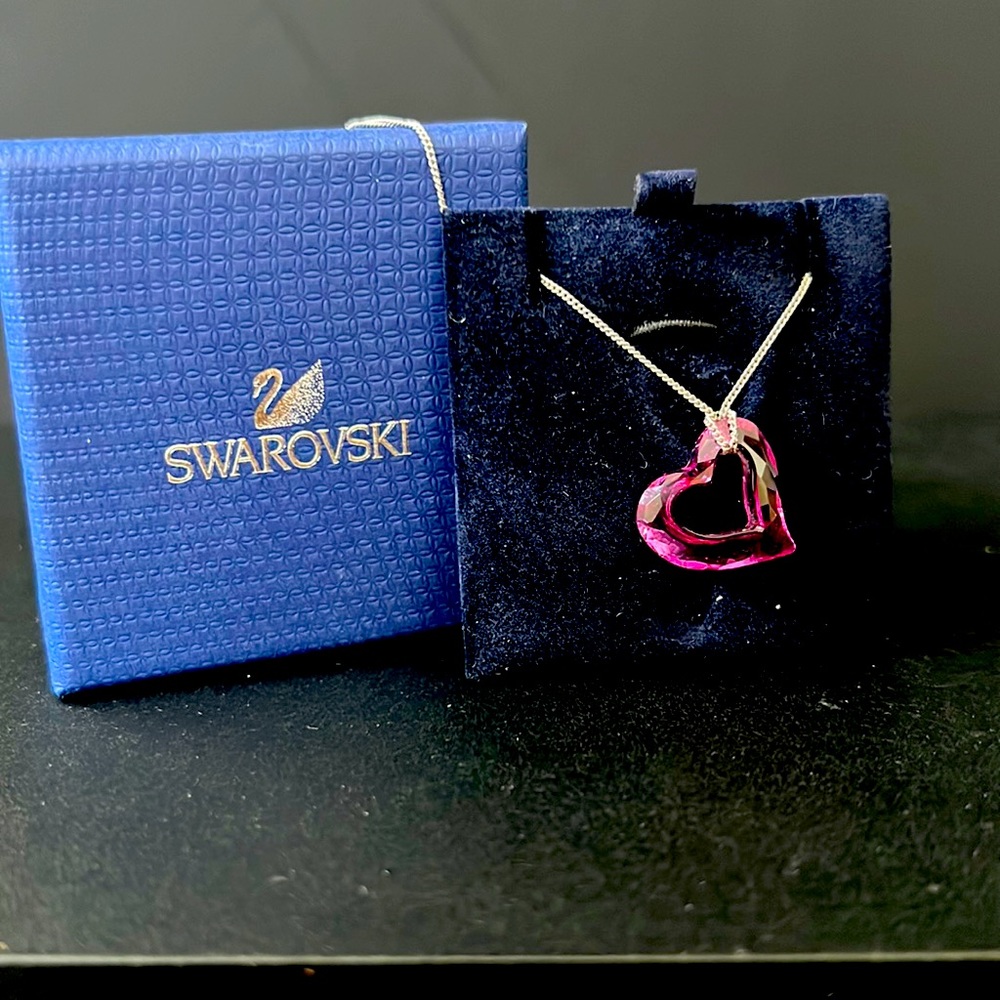 Swarovski Fuchsia Heart Crystal Necklace